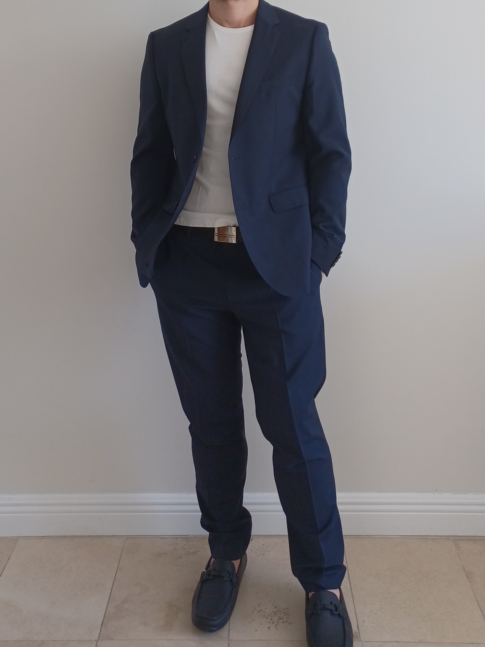 Hugo Boss Suit Navy Blue Men's Two-Piece Suit Jacket